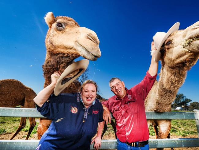 Kerri Brennan and Paul Martin from Summer Land Camels in the Scenic Rim. Picture: Nigel Hallett