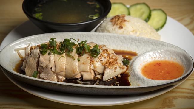 Hometown Secret’s poular Hainanese Chicken Rice. Picture: Chris Kidd