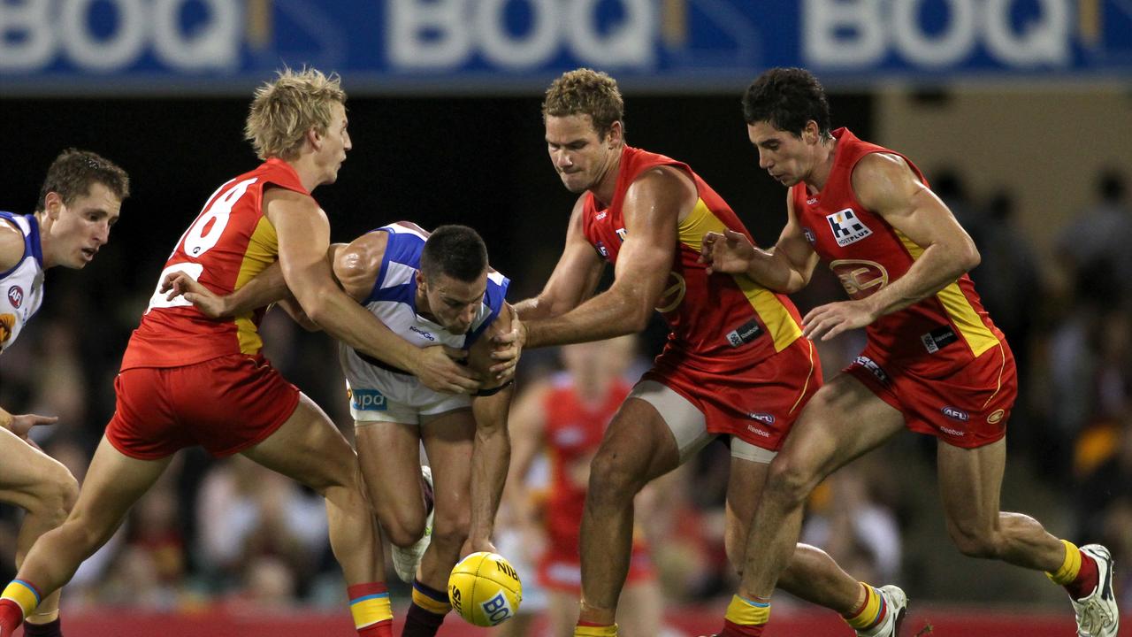 Jared Brennan tries to win the ball in the first QClash.