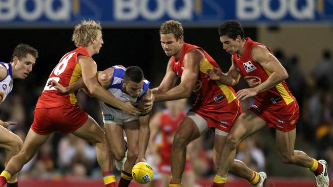 Jared Brennan tries to win the ball in the first QClash.