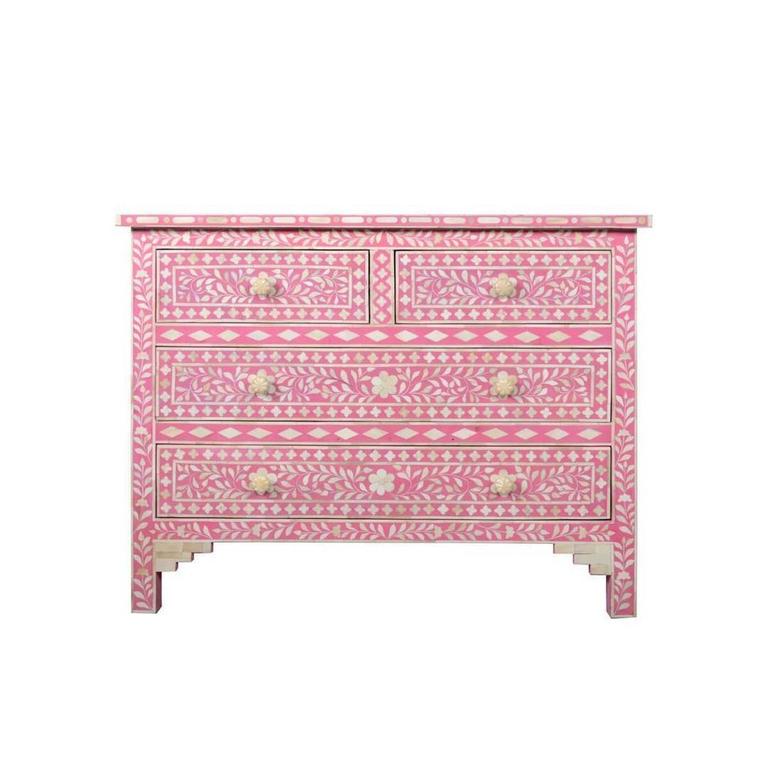 Fenton and Fenton Bone Inlay 4-Drawer Commode – Floral.