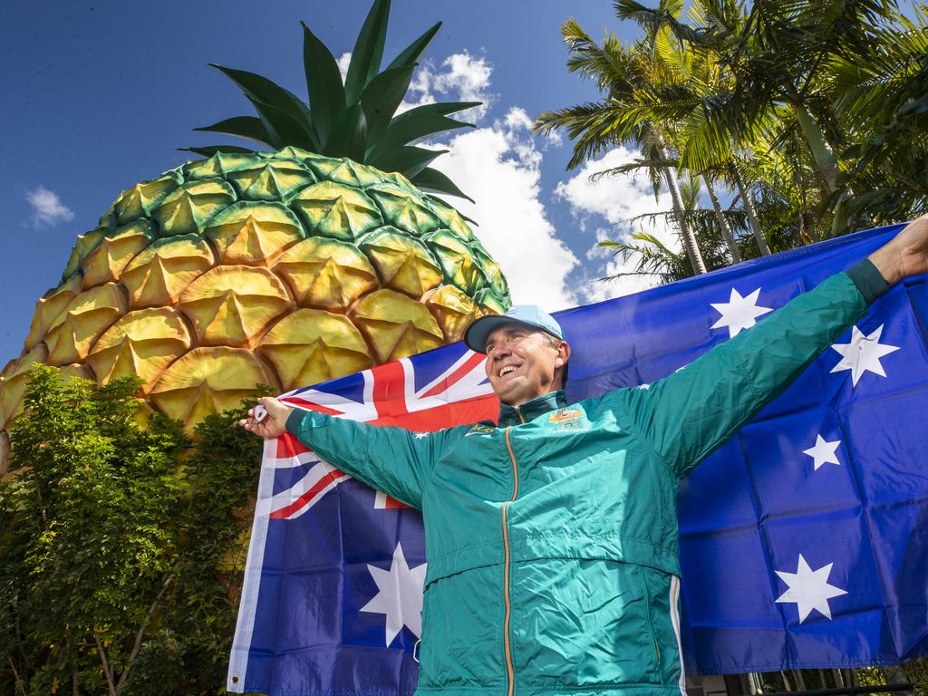 Sunshine Coast local and Olympic Champion Clint Robinson at the Big Pineapple. Picture Lachie Millard