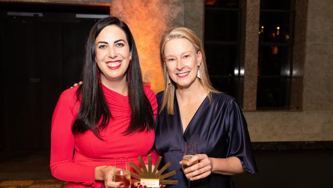 Sarah Holland-Batt accepting her Stella Prize, with Leigh Sales.