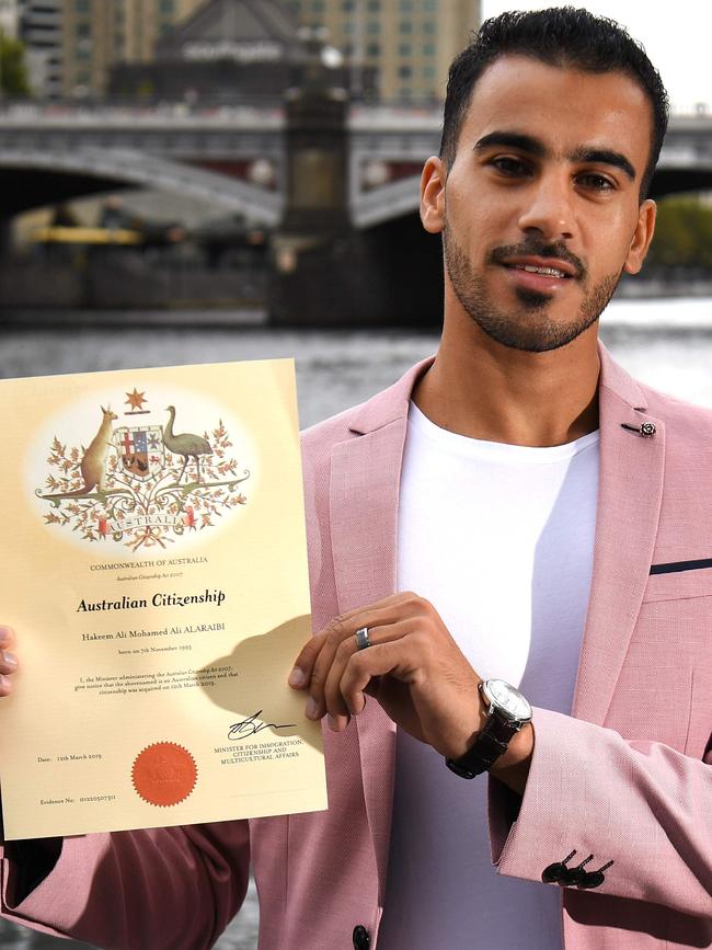 Hakeem al-Araibi was granted Australian citizenship earlier this month. Picture: AFP