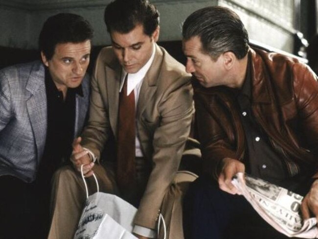 On film ... Joe Pesci, Ray Liotta and Robert De Niro starred in <span id="U513060979489AkD" style="font-weight:normal;font-style:italic;">GoodFellas</span>. Picture: Copyright 1990 Warner Bros. Entertainment Inc.