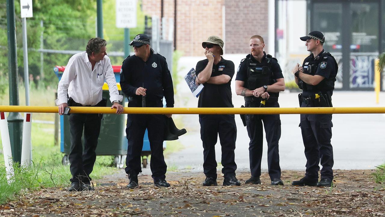 SES and police search parkland beside Kingston Train Station after a woman was found with serious burns. Picture: Liam Kidston