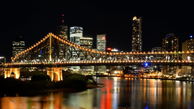 A view of Brisbane's Central Business District and the Story Bridge from New Farm in 2014.