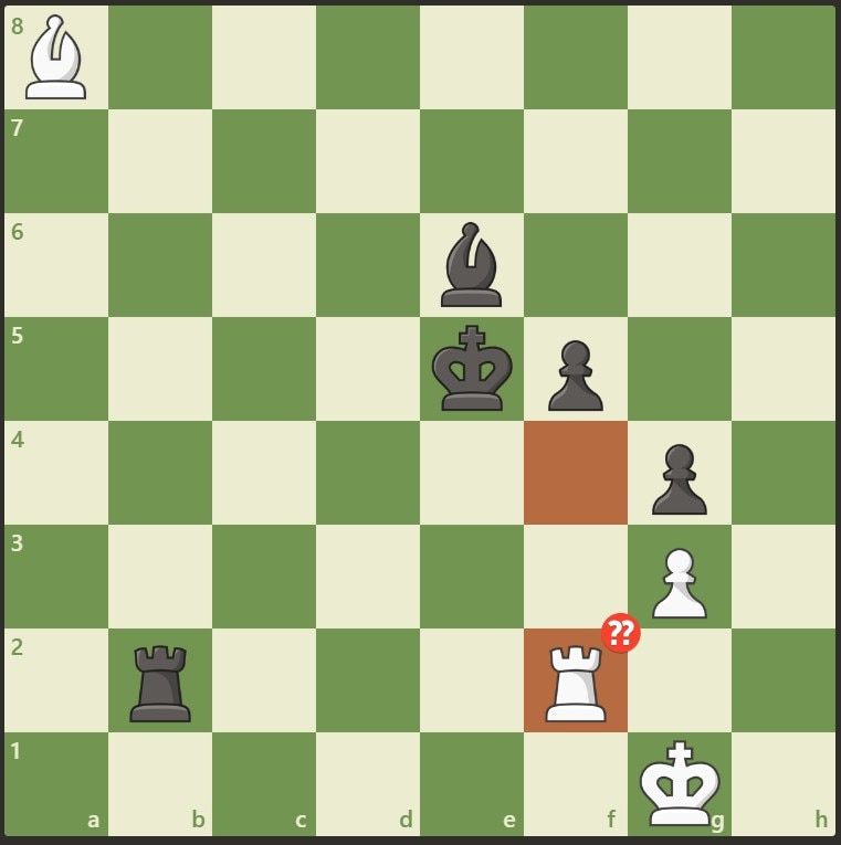 Ding made a horrible blunder with the move 55 Rf2. Picture: Chess.com