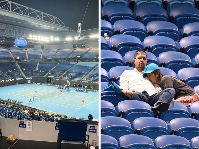 The doubles final was played in a near empty arena.