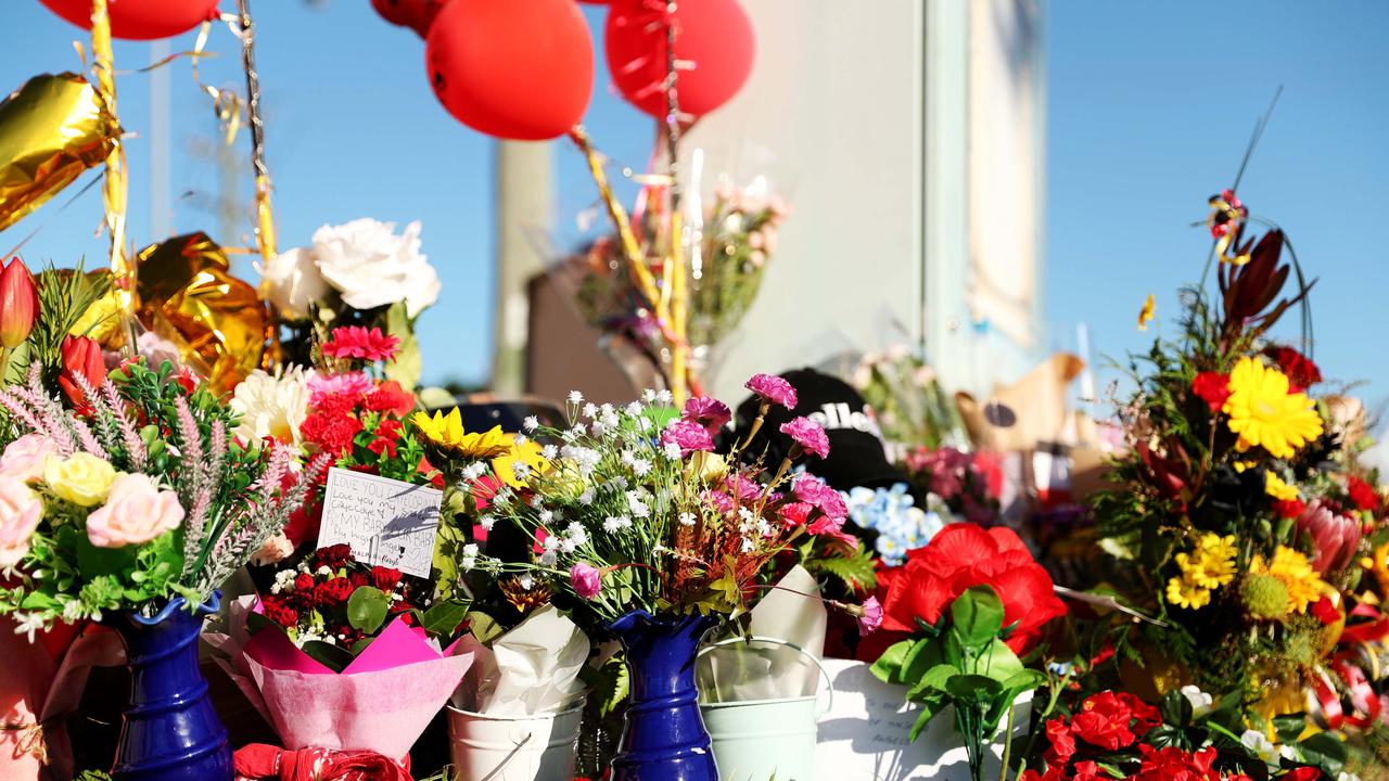 Memorial for the four teenagers killed in a roadside crash. Cnr of Bayswater Rd and Duckworth St. Picture: Alix Sweeney