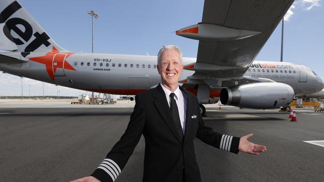 Jetstar captain John Russell is ready for an influx of flights. Picture: Alex Coppel.