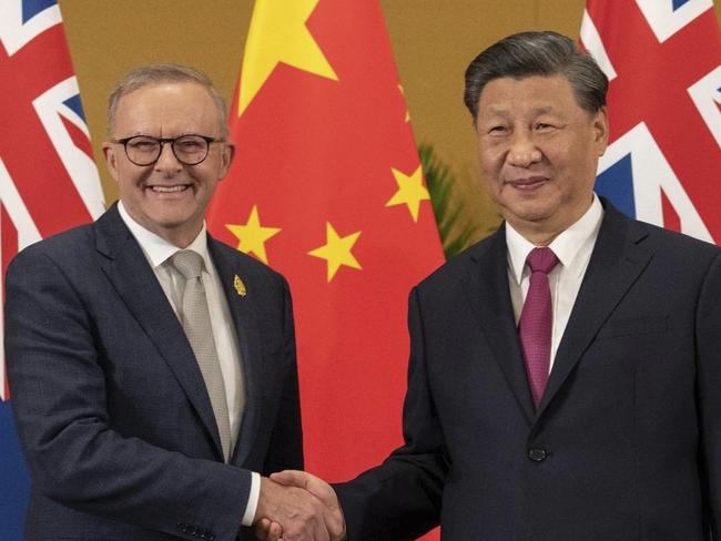 Australia's Prime Minister Anthony Albanese meets China's President Xi Jinping in a bilateral meeting during the 2022 G20 summit in Nusa Dua, Bali, Indonesia, Tuesday, November 15, 2022. Picture: Twitter