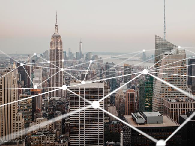 New York City connected by lines