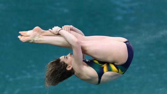 RIO DE JANEIRO, BRAZIL — AUGUST 12: Maddison Keeney of Australia competes in the Women's Diving 3m Springboard Preliminary Round on Day 7 of the Rio 2016 Olympic Games at Maria Lenk Aquatics Centre on August 12, 2016 in Rio de Janeiro, Brazil. (Photo by Dean Mouhtaropoulos/Getty Images)