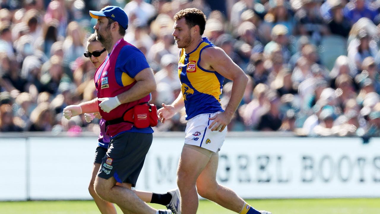 Captain Luke Shuey rejoins 16 teammates including Jeremy McGovern, Nic Naitanui, Elliot Yeo, Liam Ryan and Jamie Cripps on the Eagles’ injury list. Picture: James Elsby / Getty Images