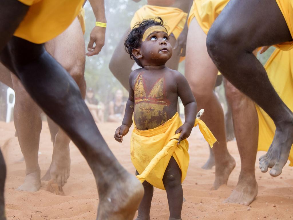 A young boy dances at Garma Festival. Picture: Melanie Faith Dove