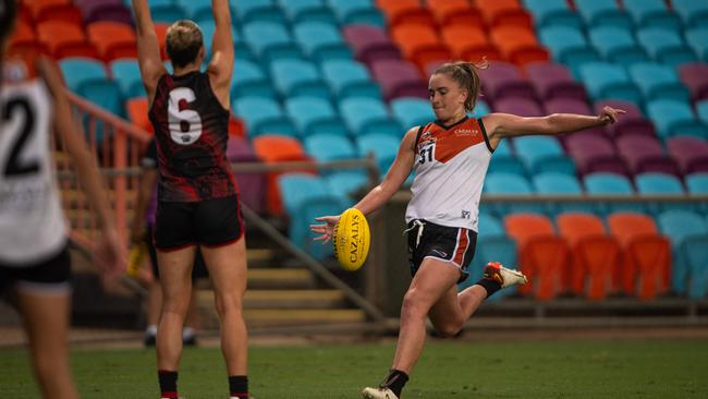 Gabrielle Deller as the NTFL Buffaloes' women side beat the Essendon Bombers. Picture: Pema Tamang Pakhrin