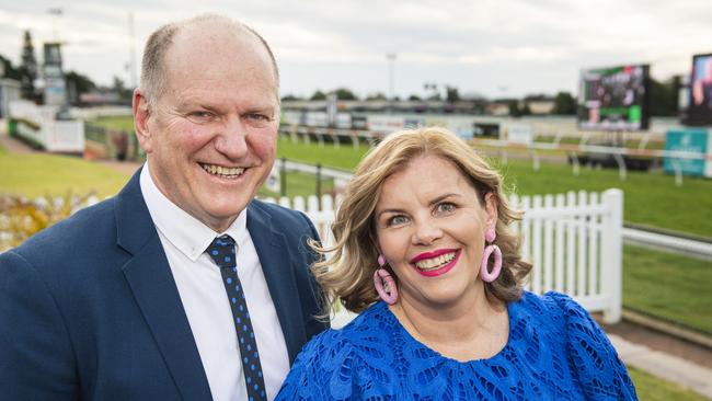 Glen and Aoife Barron at Emergency Services race day at Clifford Park, Saturday, August 10, 2024. Picture: Kevin Farmer