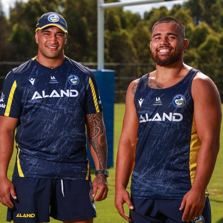 (L-R) Marata Niukore and Isaiah Papali'i will leave the Eels at the end of this season. Picture: Justin Lloyd