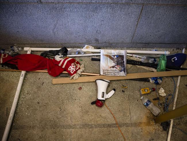 Damage and debris are seen left behind by a pro-Trump mob. Picture: AFP