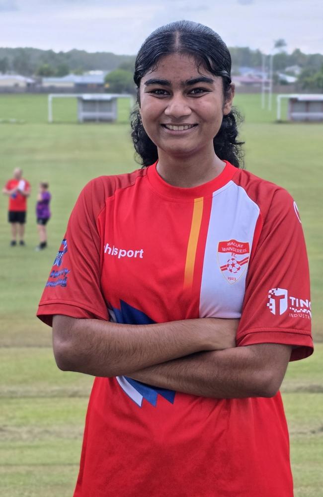 Mackay Wanderers Football Club player Abby Naidu ahead of her 2025 Football Queensland Premier League season. Picture: Mackay Wanderers FC.