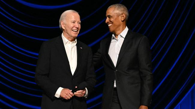 US President Joe Biden with former president Barack Obama in June. Picture: AFP