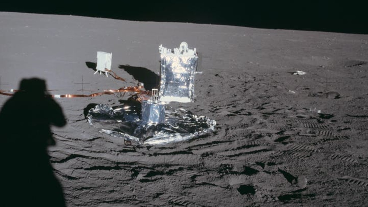 The seismometer deployed on the moon by Apollo 14 (nearest of the three instruments). Picture: NASA