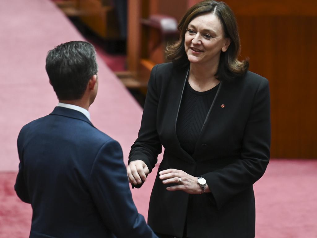 Maria Kovacic was welcomed to the Senate by Coalition colleagues. Picture: NCA NewsWire / Martin Ollman