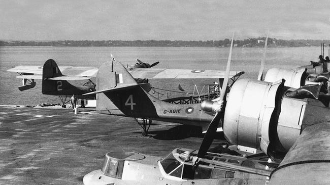 The Double Sunrise Catalinas being serviced on the ramp at Nedlands on the Swan River, with Vega Star in the foreground.