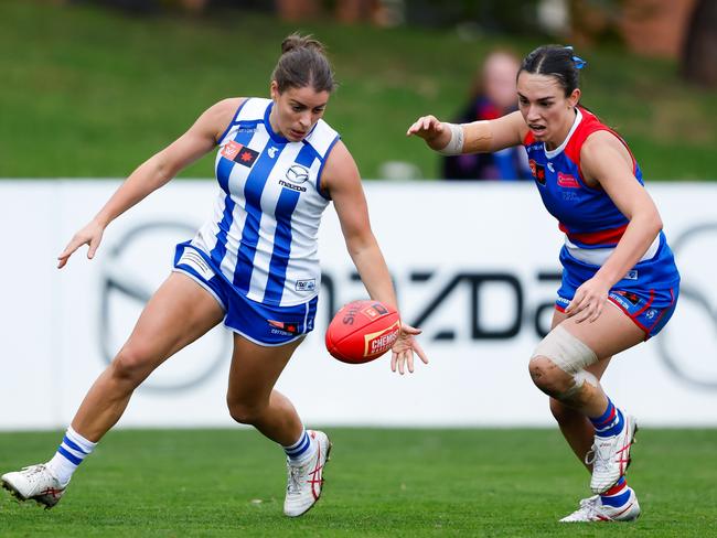 Hobart product Ellie Gavalas has departed North Melbourne to join Western Bulldogs. (Photo by Dylan Burns/AFL Photos via Getty Images)