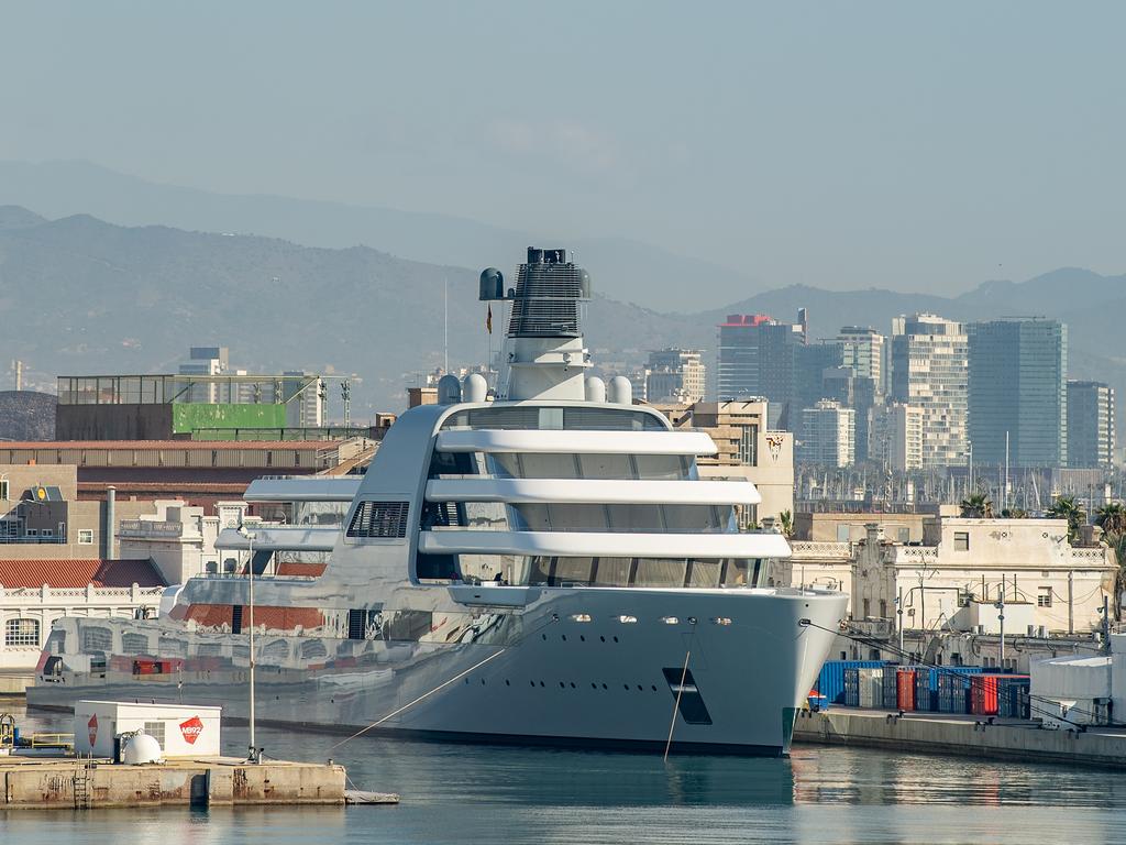 Roman Abramovich's Super Yacht Solaris is seen moored at Barcelona Port on March 1, 2022. Picture: Getty