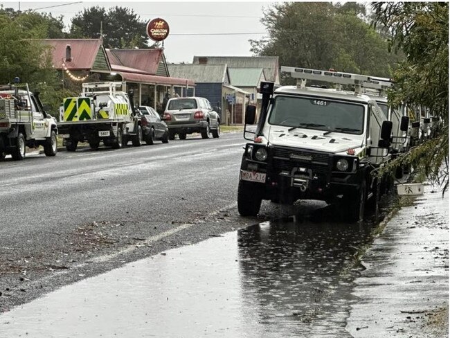 Rain dampens the blaze at Briagolong. Picture: Supplied