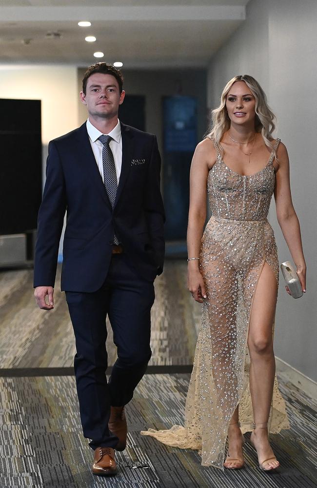 Lachie and Julie Neale arrive. Picture: Quinn Rooney