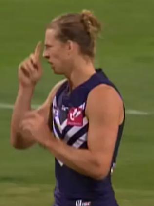 Fyfe calling on a higher power. Picture: Channel 7