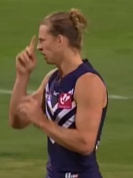 Fyfe calling on a higher power. Picture: Channel 7