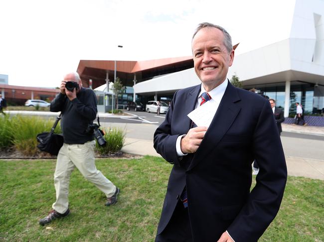 NEWS2019ELECTION 15/4/2019. DAY 5Opposition Leader Bill Shorten holding a press conference after visiting Casey Hospital in Melbourne. Picture Kym Smith