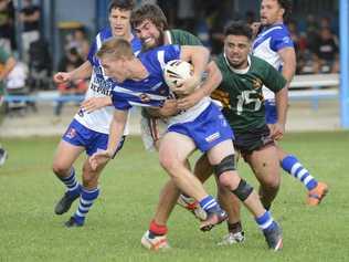 Ghosts Mitch Gorman with the ball during the 1st round of Group 2 premier rugby league match between the Grafton Ghosts and Nambucca Heads Roosters at Frank McGuren Park, Grafton, 25th March, 2017. Picture: Debrah Novak