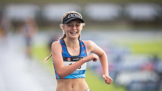 Maisie Mitchell in action on the track.