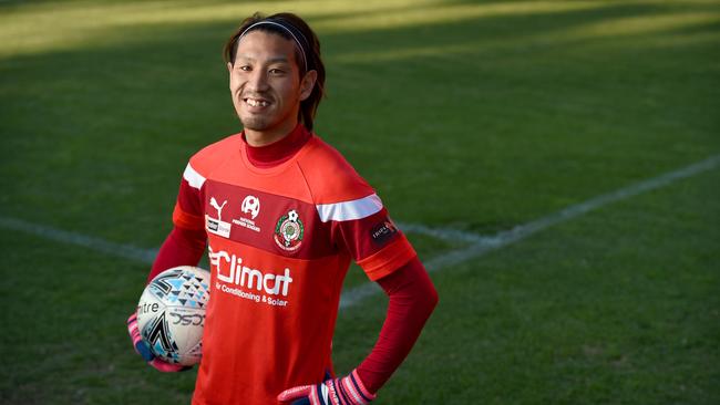 25/9/18 - Campbelltown City's Japanese import Yohei Matsumoto has been a revelation this season, helping the Red Devils to this weekend's National Premier Leagues playoff final.  Photo - Naomi Jellicoe