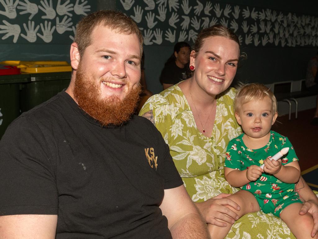 Kobe, Shanae and Isla Mooney at Christmas Carols Hosted by Sarina Surf Lifesaving Club Saturday 21 December 2024 Picture:Michaela Harlow