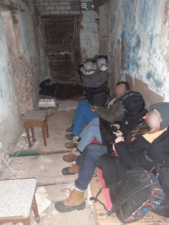 Trapped Australians in an underground bunker in Kharkiv. Picture: Supplied