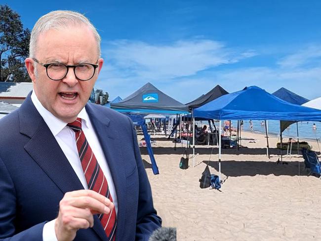 Anthony Albanese has weighed in on baggsing a spot at the beach.