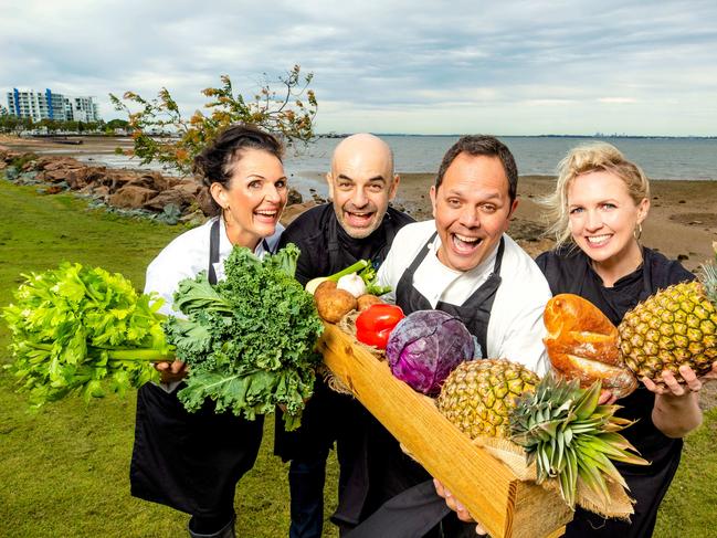 Dominique Rizzo, Adriano Zumbo, Alastair McLeod and Georgia Barnes at the launch of the Moreton Bay Food + Wine Festival at Woody Point, Tuesday, June 7, 2022 - Picture: Richard Walker