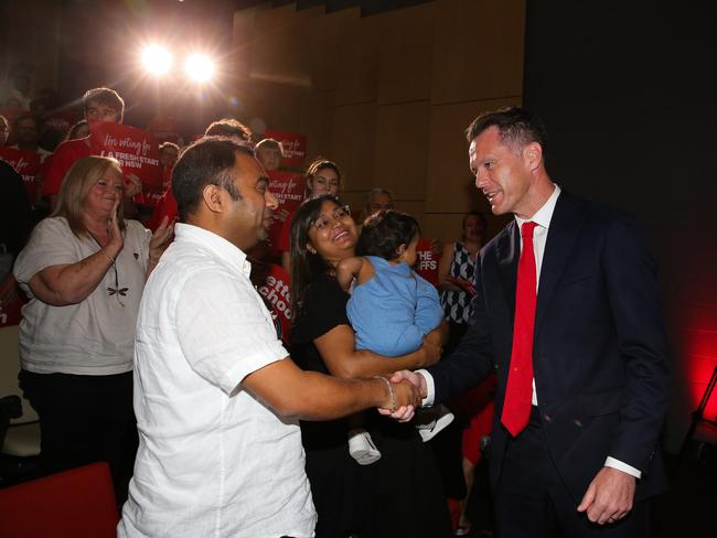 NSW Labor Leader Chris Minns, pictured at NSW Labor’s ‘Final Countdown' campaign rally, may not have the cash to pay for the party’s key election pledge, it can be revealed. Picture: Gaye Gerard