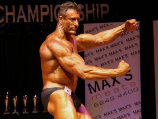 Mark Rodney Jones pictured competing in a body building contest. Jones was convicted of murdering Bradley Breward. Picture: RX MUSCLE