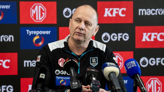 Port Adelaide coach Ken Hinkley and his players had no issues getting to Sydney. Photo by Mark Brake/Getty Images.