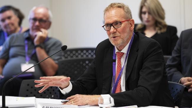 Alan MacSporran QC, Chairperson, Crime and Corruption Commission, Queensland at the public hearing yesterday. Picture: AAP Image/Attila Csaszar