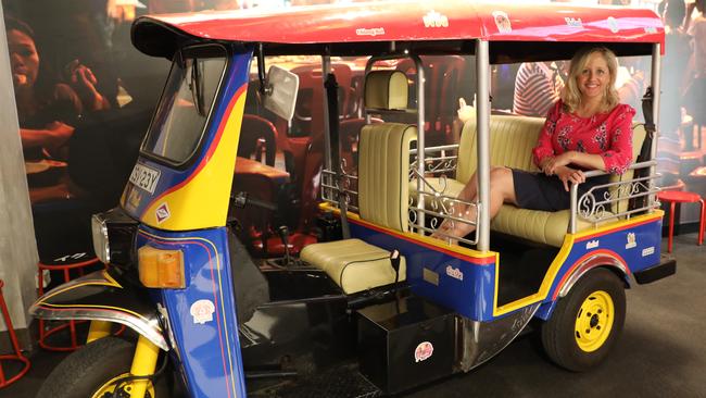 Lindsay MP Melissa McIntosh checking out the Tuktuk at the P'Nut Street Noodles launch.