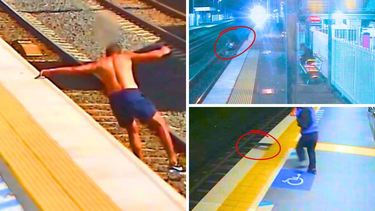 Watch: Daredevil rail track jumpers cheat death in shocking video