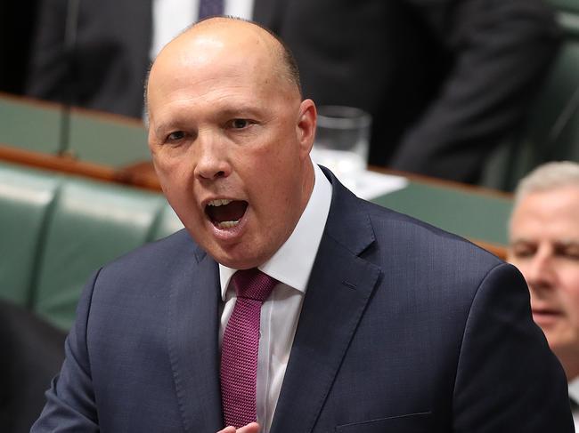 Home Affairs Minister Peter Dutton during Question Time in the House of Representatives Chamber, at Parliament House in Canberra. Picture Kym Smith